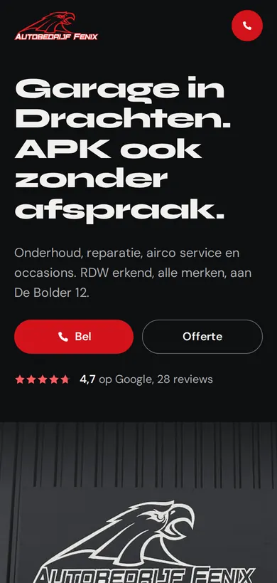 Richting A op een telefoon