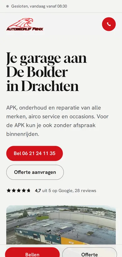 Richting B op een telefoon