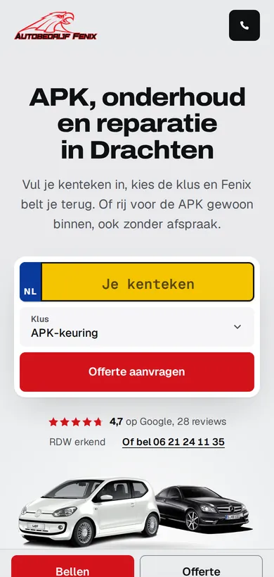 Richting C op een telefoon